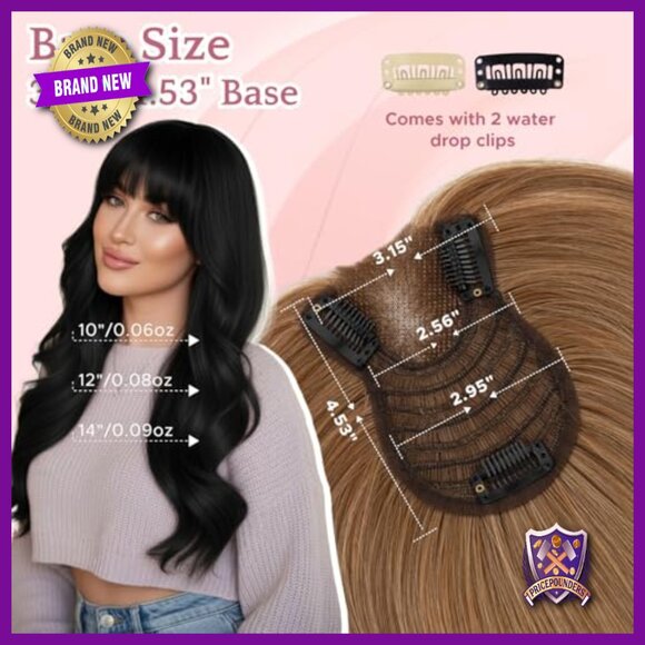 14 Inch Human Hair Topper with Bangs for Thinning Hair Coverage main image 4